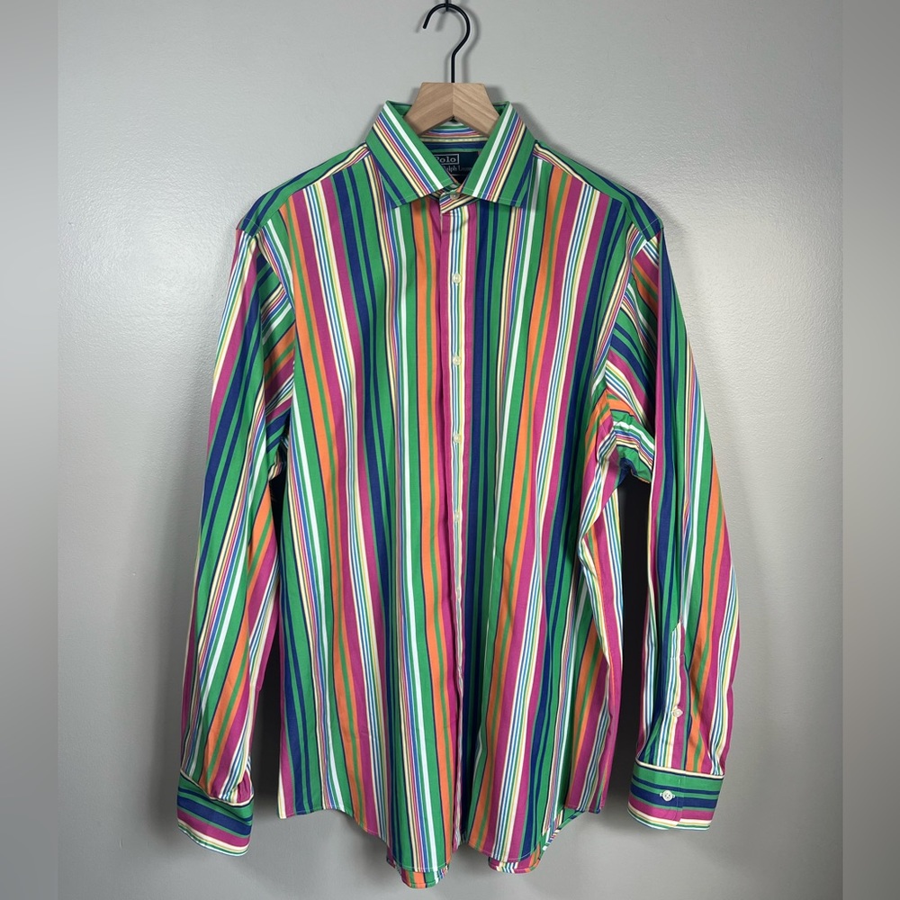 Polo by Ralph Lauren Regent Classic Fit Colorful Striped Button Down - L - EUC